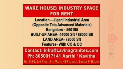 Commercial space for rent @ Jigani 44000, 88000 Sqft, Land area 72000 Sqft