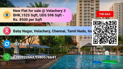 New Flat for sale @ Velachery 3 BHK,1525 Sqft, UDS 598 Sqft - Rs. 8500 per Sqft