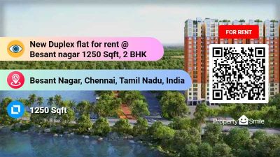 New Duplex flat for rent @ Besant nagar 1250 Sqft, 2 BHK