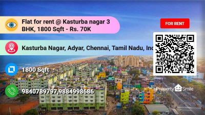 Flat for rent @ Kasturba nagar 3 BHK, 1800 Sqft - Rs. 70K