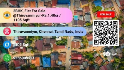 2BHK, Flat For Sale @Thiruvanmiyur-Rs.1.40cr / 1105 Sqft