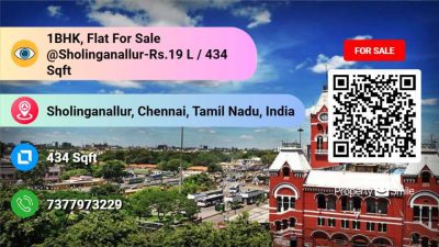 1BHK, Flat For Sale @Sholinganallur-Rs.19 L / 434 Sqft