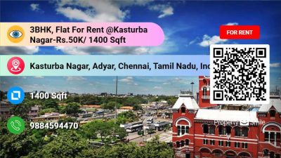 3BHK, Flat For Rent @Kasturba Nagar-Rs.50K/ 1400 Sqft