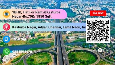 3BHK, Flat For Rent @Kasturba Nagar-Rs.70K/ 1850 Sqft
