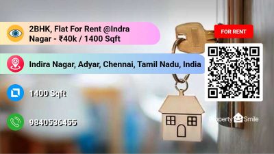 2BHK, Flat For Rent @Indra Nagar - ₹40k / 1400 Sqft